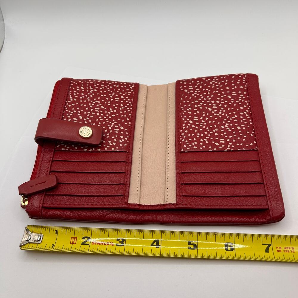 Radley London Red Leather Billfold Wallet 2 Zipper Pockets Very Nice Scottie - Picture 13 of 14